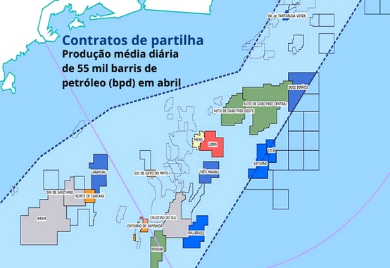 Produção dos contratos de partilha registrou média diária de 55 mil barris de petróleo em abril Produção dos contratos de partilha registrou média diária de 55 mil barris de petróleo em abril